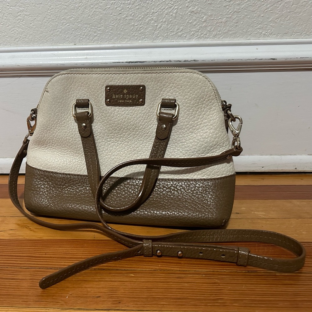 Kate Spade NY Domed Two Tone Leather Satchel Handbag Purse